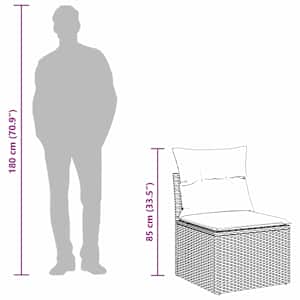 Vrtna sedežna garnitura z blazino 3 pcs Črna in krem Poly ratan - slika 13