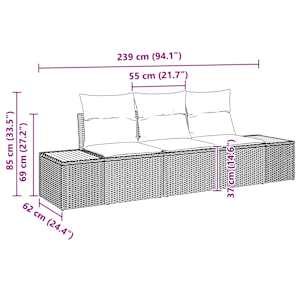 Sada zahradních pohovek 3 pcs béžová a krémová Poly ratan - obrázek 10