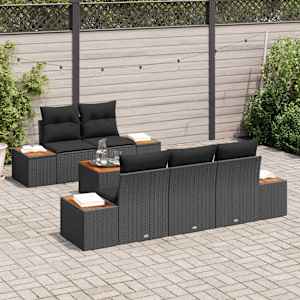 Sada zahradních pohovek s úložištěm 6 pcs Černá Poly ratan - obrázek 3