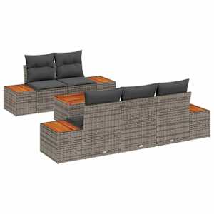 Sada zahradních pohovek s úložištěm 6 pcs Šedá Poly ratan - obrázek 2