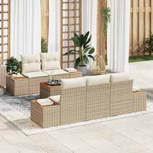 Vrtna sedežna garnitura s shranjevanjem 6 pcs Bež Poly ratan