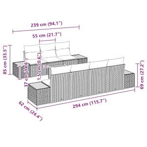 Sada zahradních pohovek s úložištěm 8 pcs Béžová Poly ratan - obrázek 11