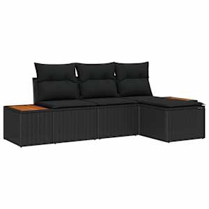 vidaXL Aia Diivanikomplekt 4 tk Must Pol&uuml; Rattan