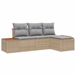 vidaXL Aia Diivanikomplekt 4 tk Beež ja heledhall Pol&uuml; Rattan