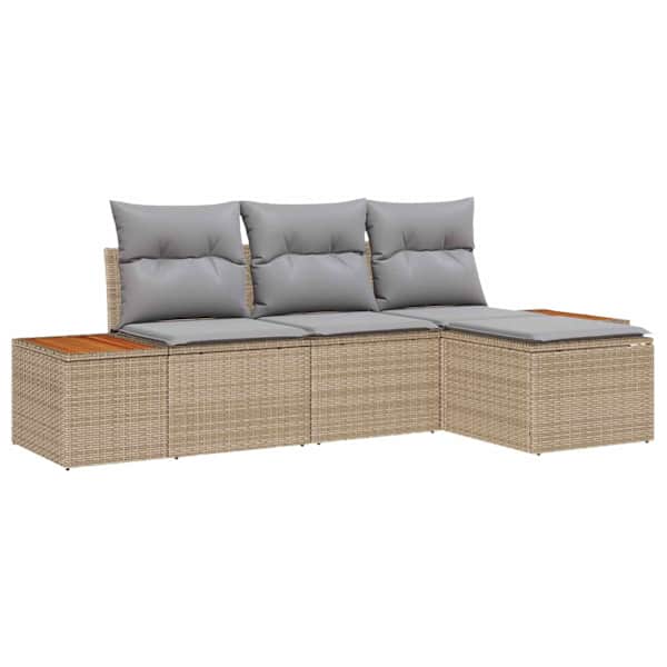 vidaXL Aia Diivanikomplekt 4 tk Beež ja heledhall Pol&uuml; Rattan