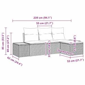 Sada zahradních pohovek 4 pcs Béžová a krémová Poly Ratan - obrázek 12