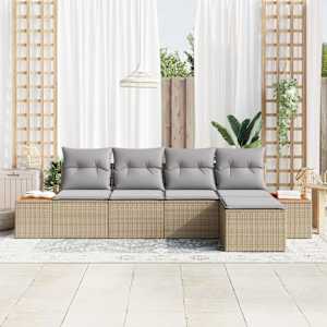 Sada zahradních pohovek 6 pcs Béžová a Světle šedá Polyratan - obrázek 3