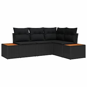 Sada zahradních pohovek s polštářem 4 pcs Černá Polyratan - obrázek 2