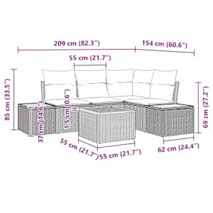 Sada zahradních pohovek s polštářem 4 pcs Šedá Polyratan - obrázek 13