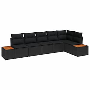 Sada zahradních pohovek s polštářem 6 pcs Černá Polyratan - obrázek 2