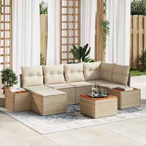 Vrtna sedežna garnitura 7 pcs Bež in smetanova Poliratan