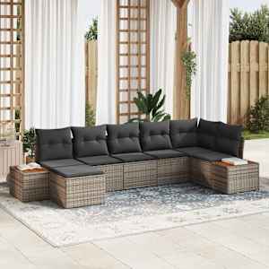 Vrtna sedežna garnitura z blazino 8 pcs Siva Poliratan