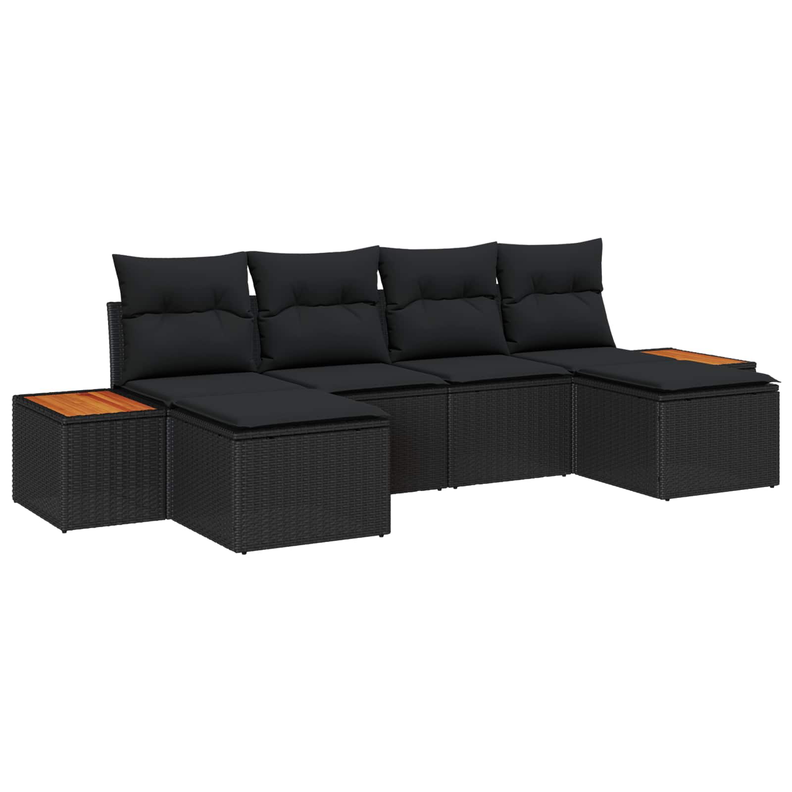 vidaXL Gartensofa-set mit Kissen 6 pcs Schwarz Poly Rattan