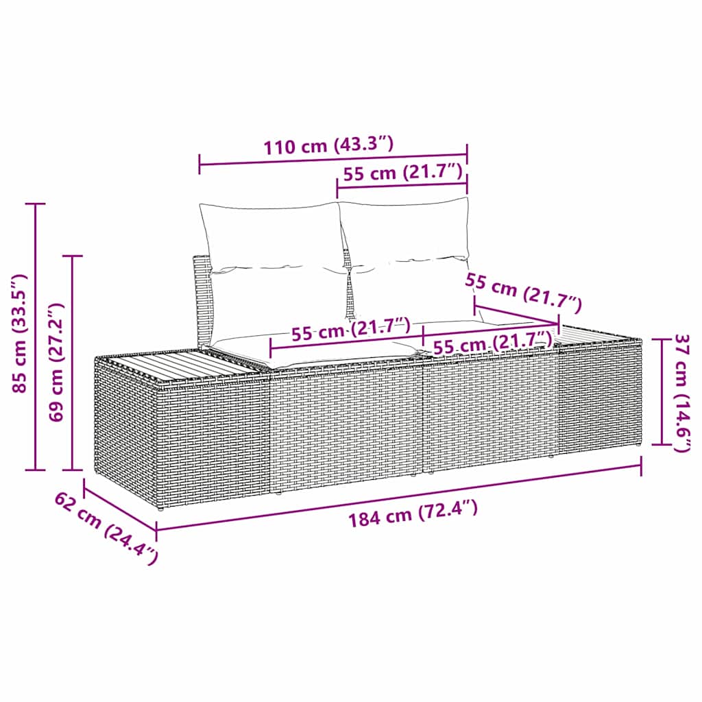 Vrtna sedežna garnitura 6 pcs Bež in smetanova Poliratan - slika 13