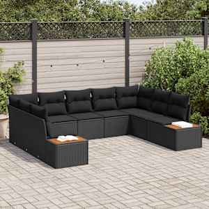 Vrtna sedežna garnitura z blazino 5 pcs Črna Poliratan