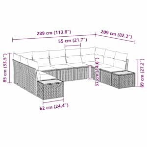 Sada zahradních pohovek 5 pcs Béžová a krémová Polyratan - obrázek 12