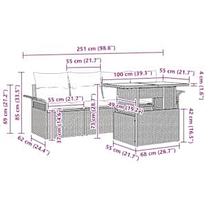 Sada zahradních pohovek s polštářem 5 pcs Černá Poly Ratan - obrázek 13