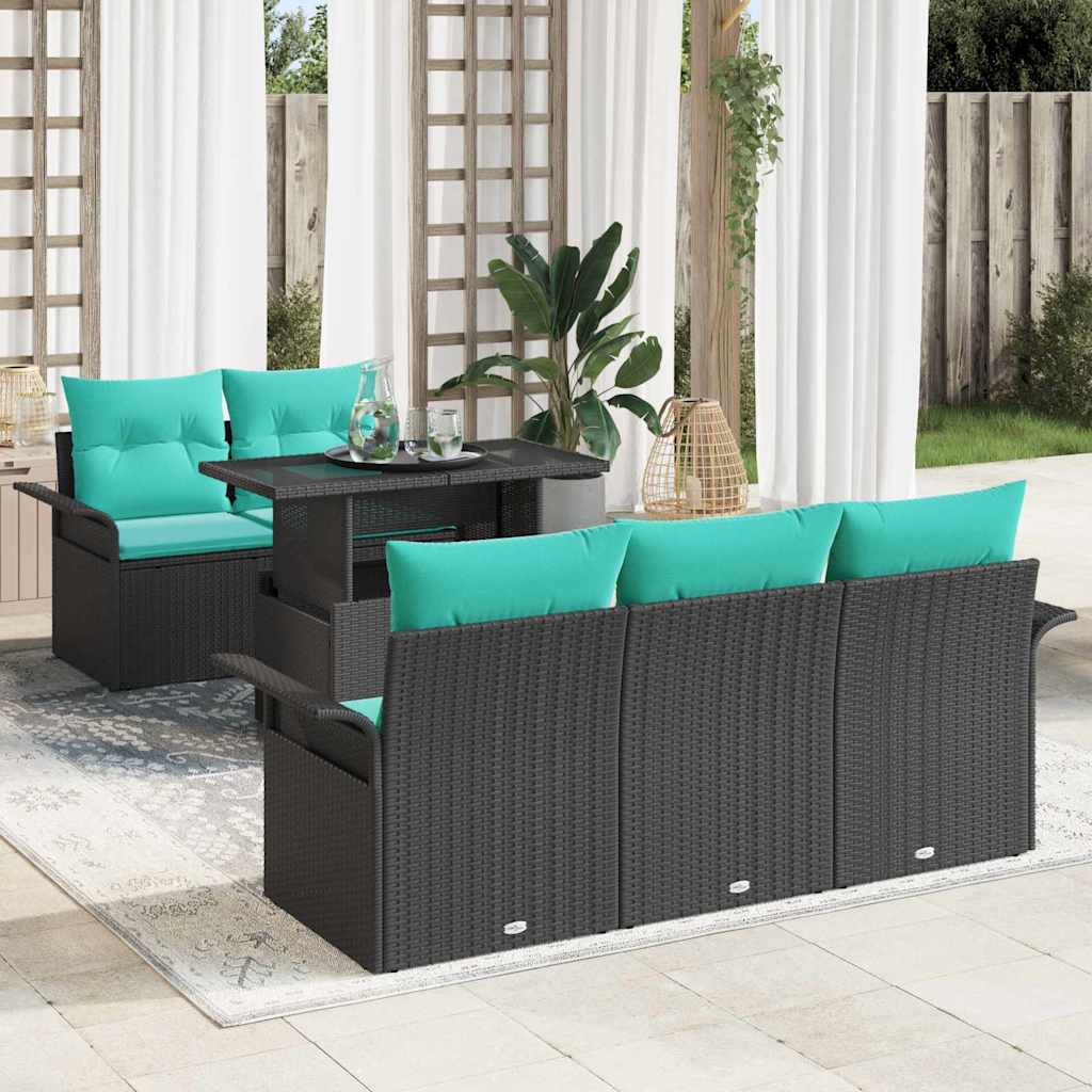 Aia Diivanikomplekt padjaga 6 pcs Must Polü Rattan
