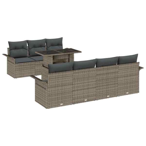 vidaXL Aia Diivanikomplekt 8 tk Hall [S&uuml;nteetiline]: Pol&uuml; Rattan