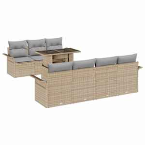 vidaXL Aia Diivanikomplekt 8 tk Beež [S&uuml;nteetiline]: Pol&uuml; Rattan
