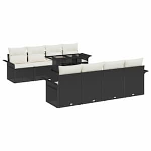 vidaXL Aia Diivanikomplekt 9 tk Must [S&uuml;nteetiline]: Pol&uuml; Rattan