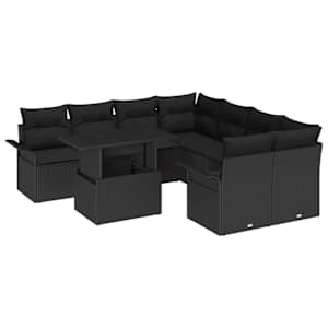 Sada zahradních pohovek s polštářem 9 pcs Černá Poly Ratan - obrázek 2