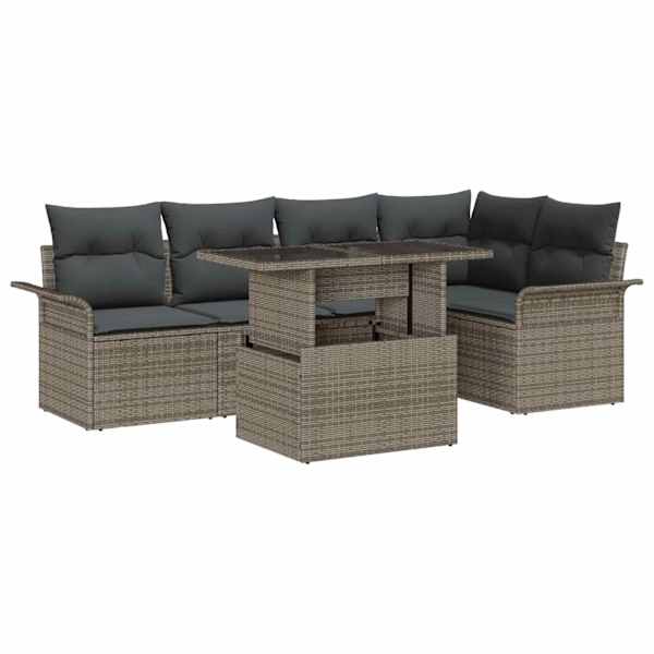 vidaXL Aia Diivanikomplekt 6 tk Hall [S&uuml;nteetiline]: Pol&uuml; Rattan
