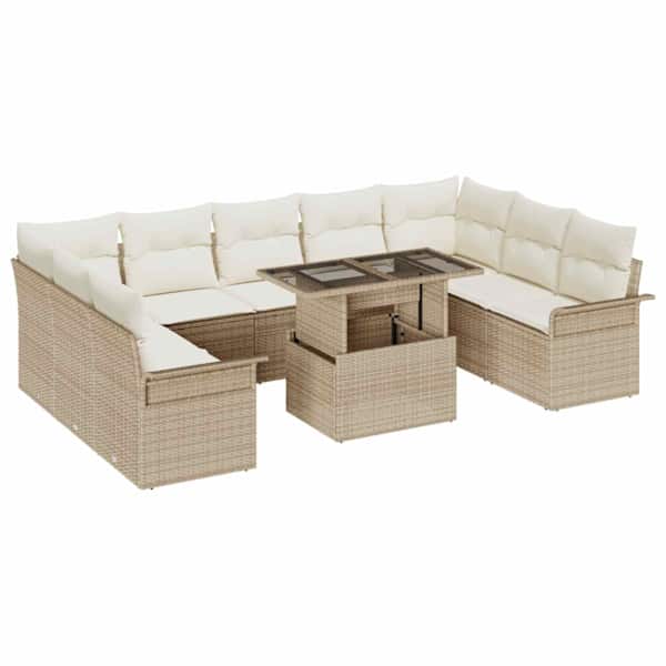 vidaXL Aia Diivanikomplekt 10 tk Beež Pol&uuml; Rattan