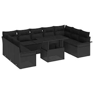 vidaXL Aia Diivanikomplekt 10 tk Must Pol&uuml; Rattan