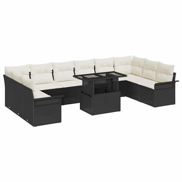 vidaXL Aia Diivanikomplekt 11 tk Must Pol&uuml; Rattan
