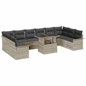 vidaXL Aia Diivanikomplekt 11 tk Helehall Pol&uuml; Rattan