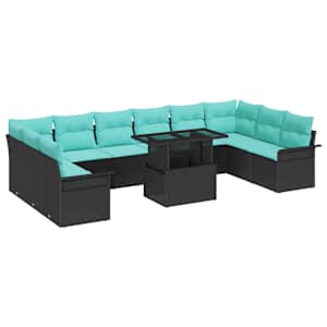 vidaXL Aia Diivanikomplekt 11 tk Must Pol&uuml; Rattan