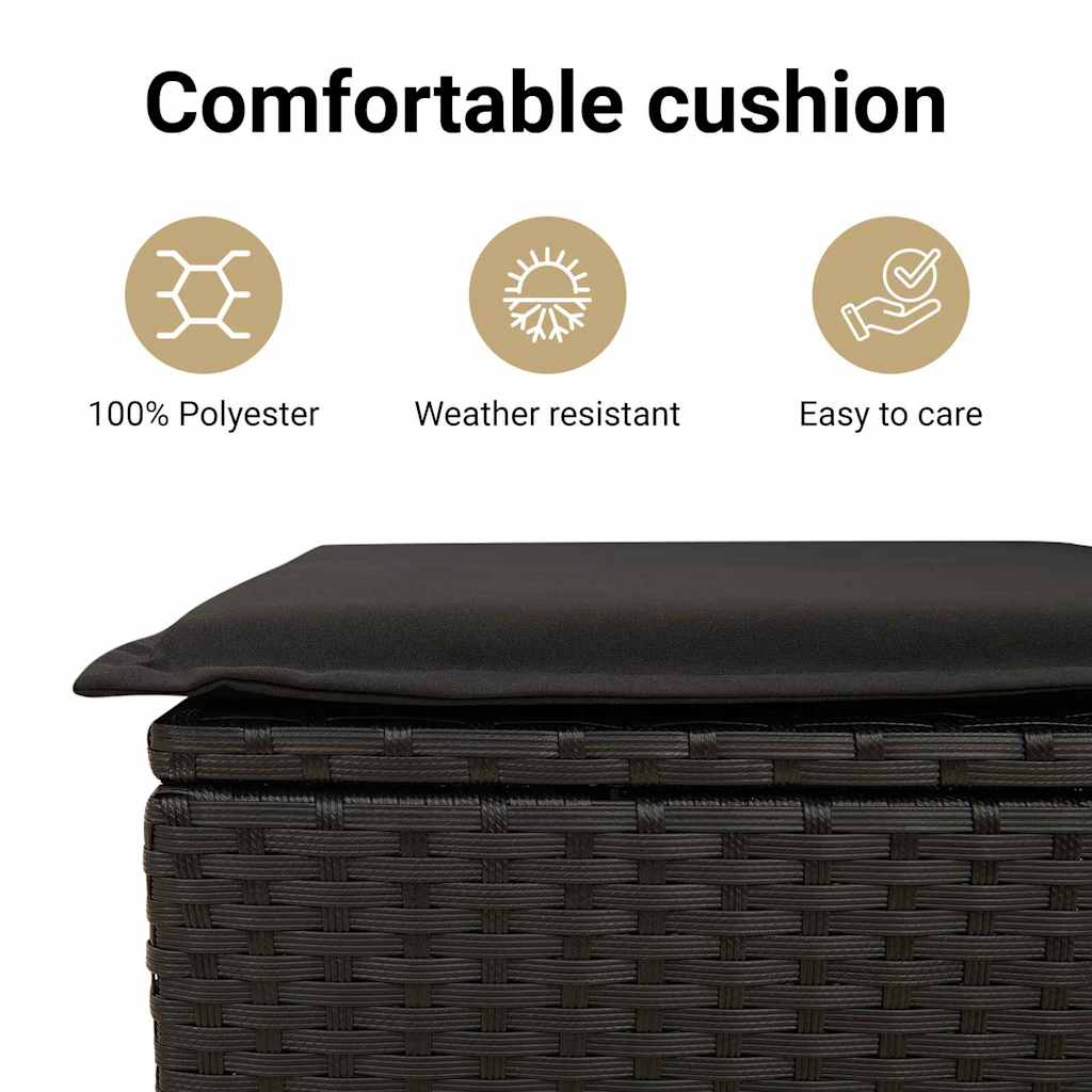 Tuin Sofa Set met kussen met kussen 5 pcs Zwart Poly Rattan - Afbeelding 11