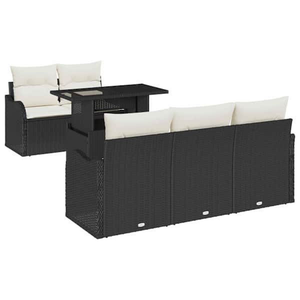 vidaXL Aia Diivanikomplekt 6 tk Must Pol&uuml; Rattan