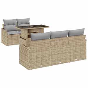 vidaXL Aia Diivanikomplekt 6 tk Beež Pol&uuml; Rattan