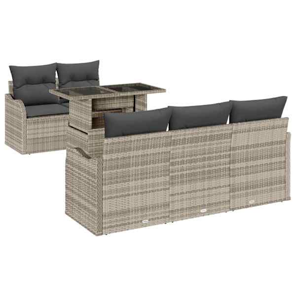 vidaXL Aia Diivanikomplekt 6 tk Helehall Pol&uuml; Rattan