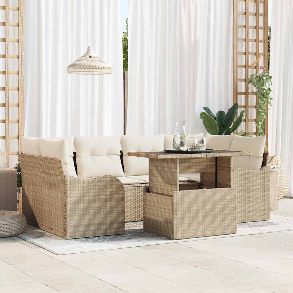 Aia Diivanikomplekt 7 pcs Beež 100 x 55 x 73 cm Polürooster