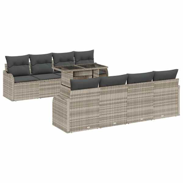 vidaXL Aia Diivanikomplekt 9 tk 8-Istekohtade arv Helehall Pol&uuml; Rattan