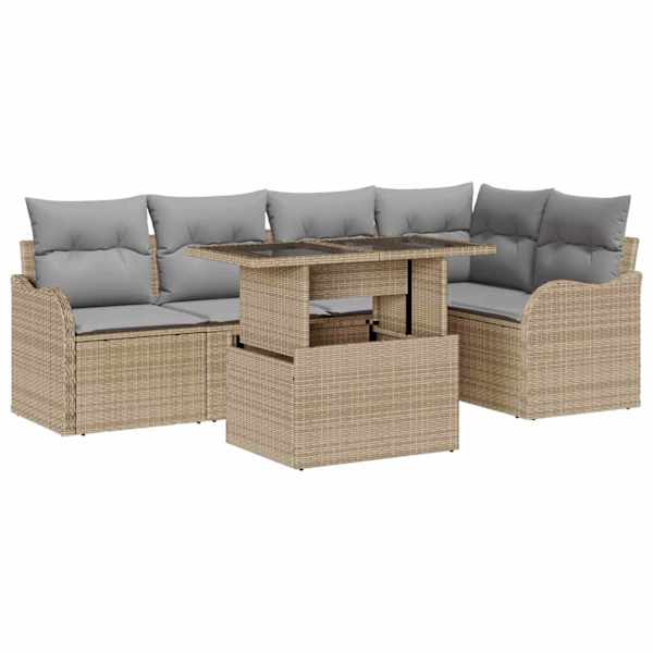 vidaXL Aia Diivanikomplekt 6 tk Beež Pol&uuml; Rattan