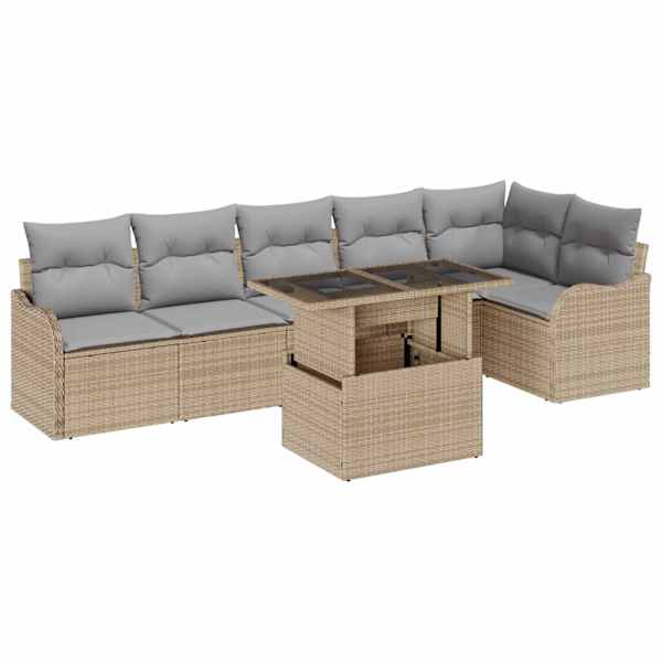 vidaXL Aia Diivanikomplekt 7 tk Beež Pol&uuml; Rattan