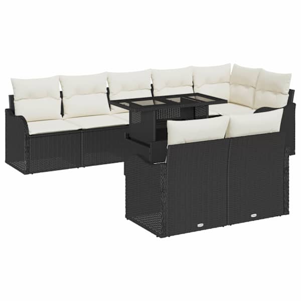 vidaXL Aia Diivanikomplekt 9 tk Must Pol&uuml; Rattan