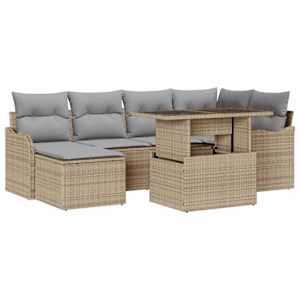 vidaXL Aia Diivanikomplekt 7 tk Beež [S&uuml;nteetiline]: Pol&uuml; Rattan