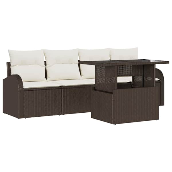 vidaXL Aia Diivanikomplekt 5 tk Pruun Pol&uuml; Rattan