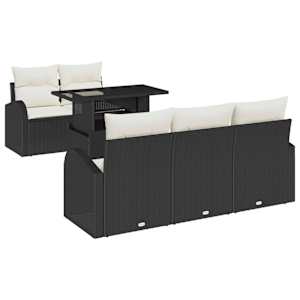 vidaXL Aia Diivanikomplekt 6 tk Must Pol&uuml; Rattan