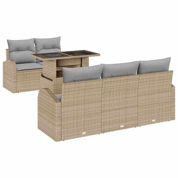 vidaXL Aia Diivanikomplekt 6 tk Beež Pol&uuml; Rattan