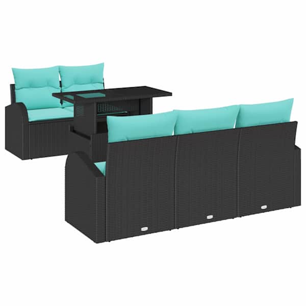 vidaXL Aia Diivanikomplekt 6 tk Must Pol&uuml; Rattan