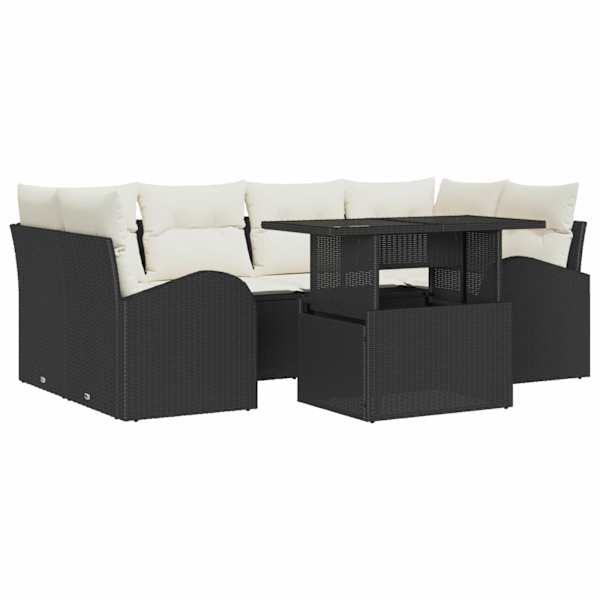 vidaXL Aia Diivanikomplekt 7 tk Must Pol&uuml; Rattan
