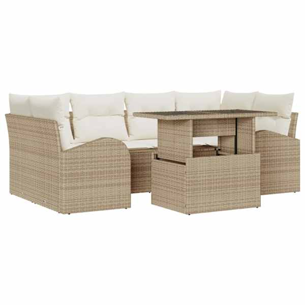 vidaXL Aia Diivanikomplekt 7 tk Beež Pol&uuml; Rattan