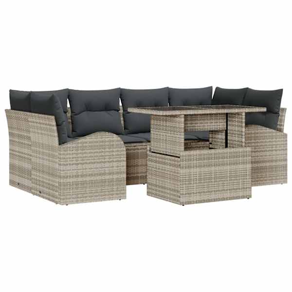 vidaXL Aia Diivanikomplekt 7 tk Helehall Pol&uuml; Rattan