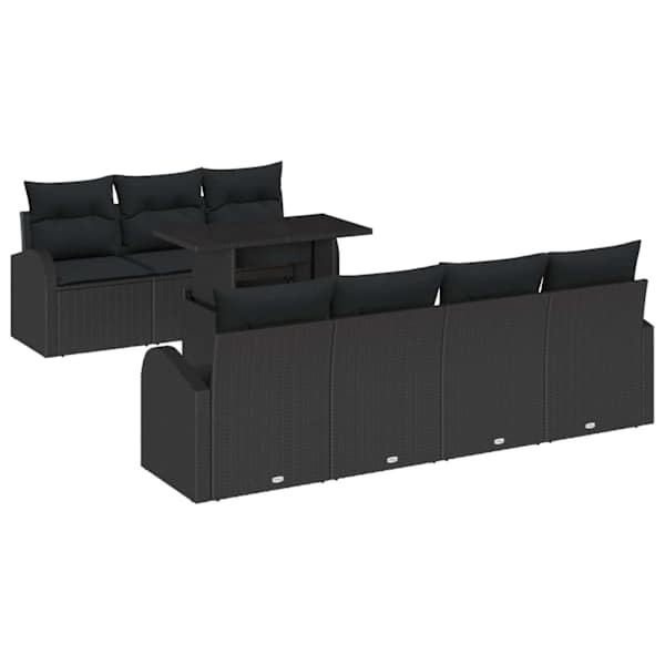vidaXL Aia Diivanikomplekt 8 tk Must Pol&uuml; Rattan